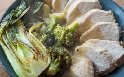 Poached Chicken with Broccoli served In Coconut & Lime Cream