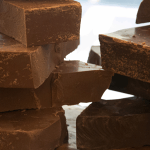 Chunks of couverture milk chocolate