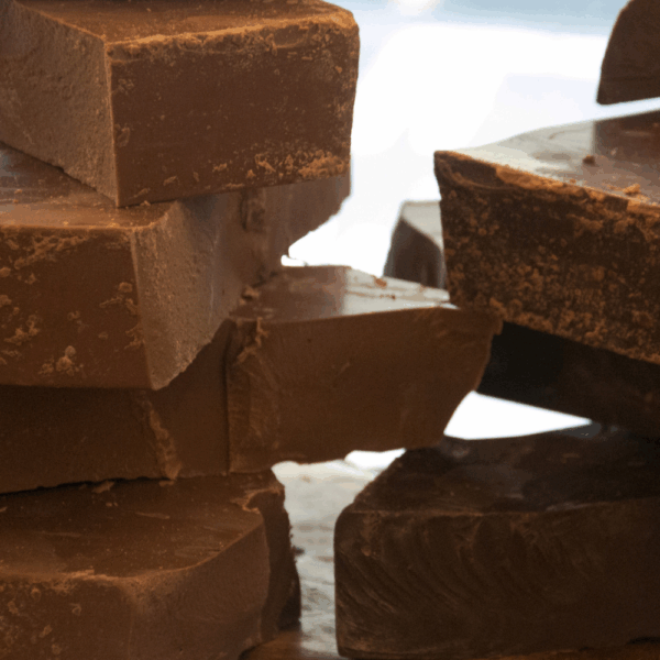 Chunks of couverture milk chocolate