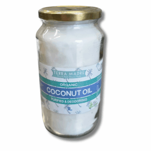 Jar of purified organic coconut oil