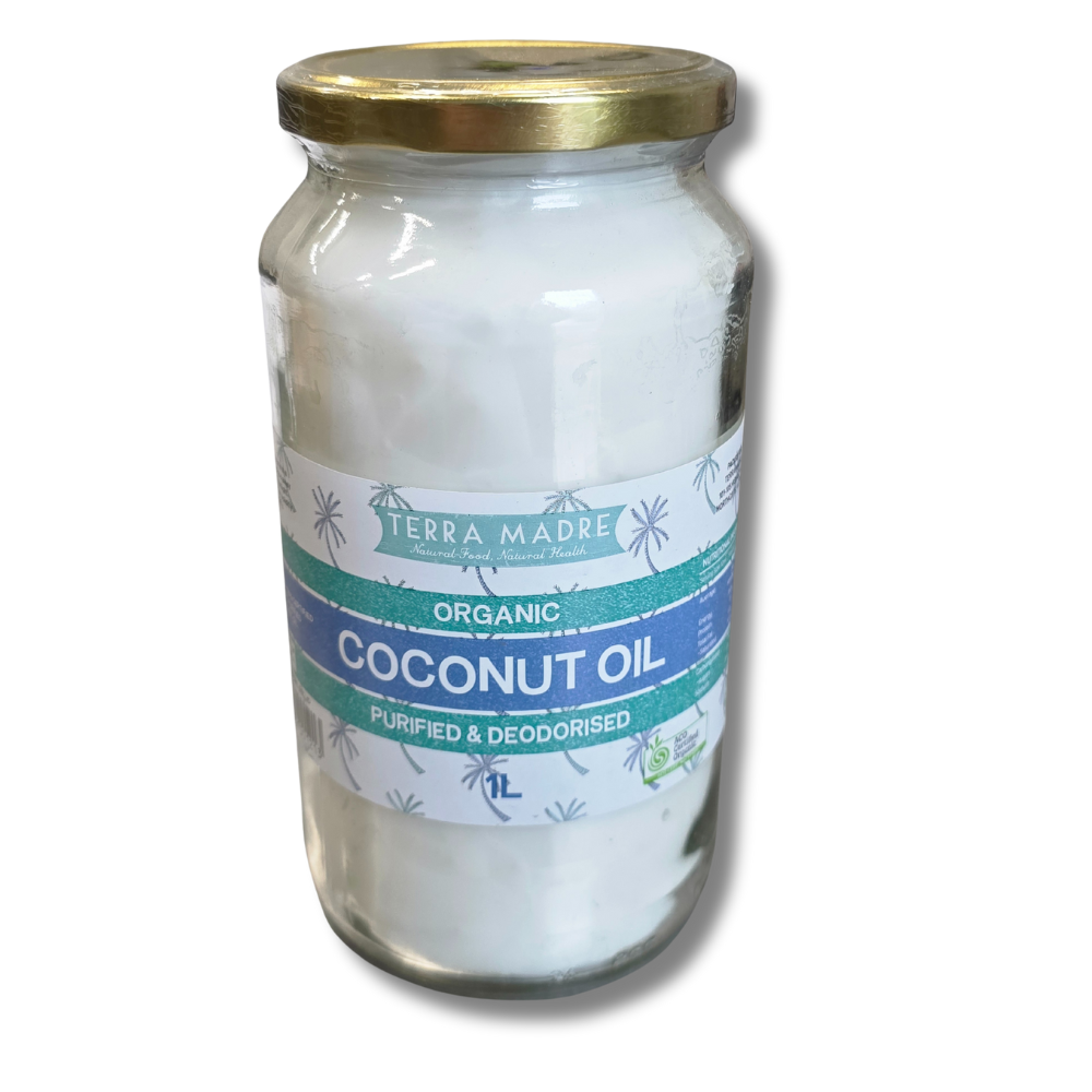 Jar of purified organic coconut oil
