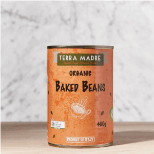 400g tin of Terra Madre brand baked beans