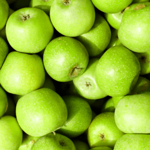 Picture of vibrant bright green apples, unwaxed and organic